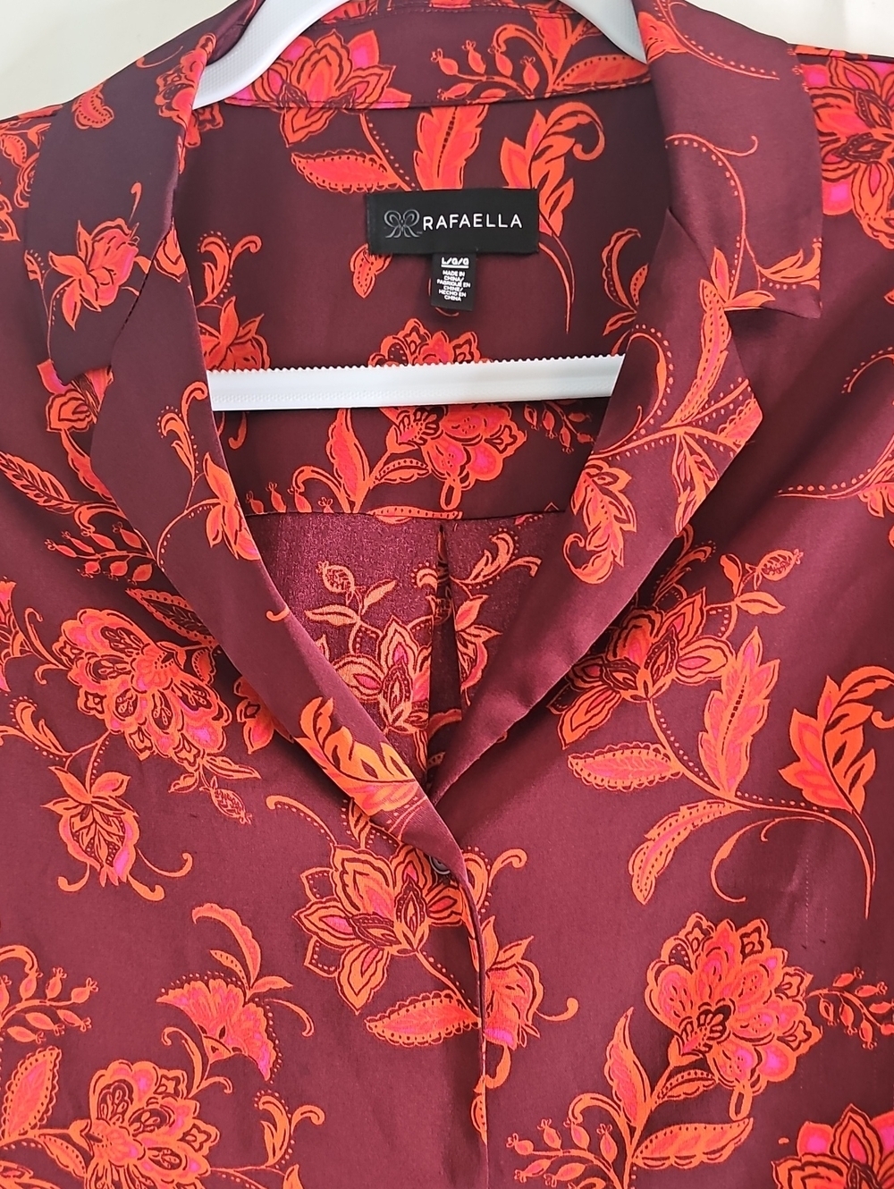 Rafaella Red Floral Button-Down Blouse - Picture 2 of 8